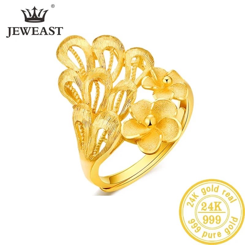 YLJC 24K Pure Gold Ring Real AU 999 Solid Gold Rings Elegant Shiny  Beautiful Upscale Trendy Classic Jewelry Hot Sell New 2023