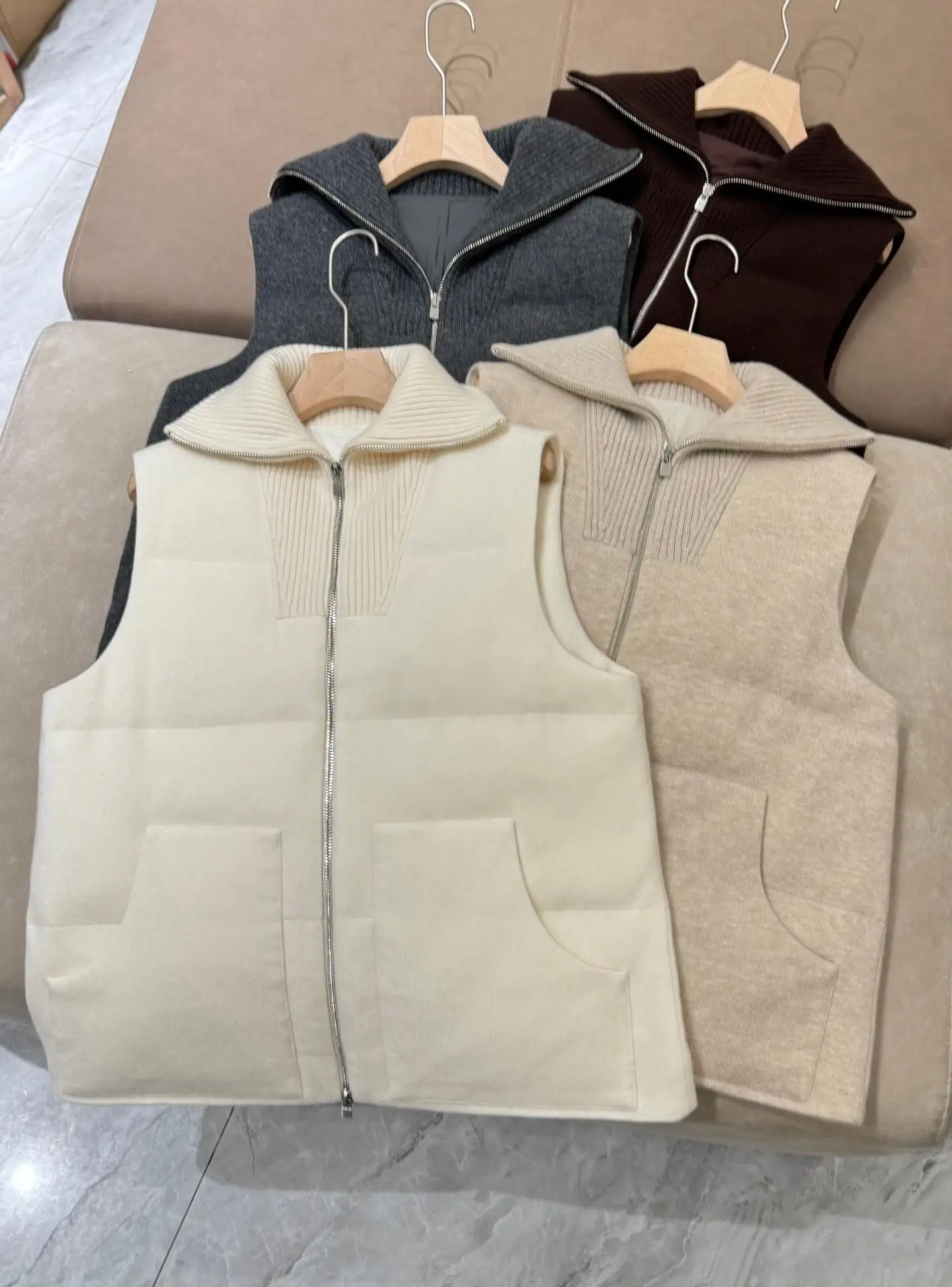 

Women's new high-quality cashmere knitted fabric goose down vest