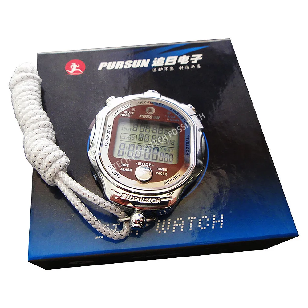 Metallic Shell Digital Stopwatch 100 Tracks 2 Groups Electronic Sports Countdown Timber Metronome Alarm Clock Calendar Stopwatch