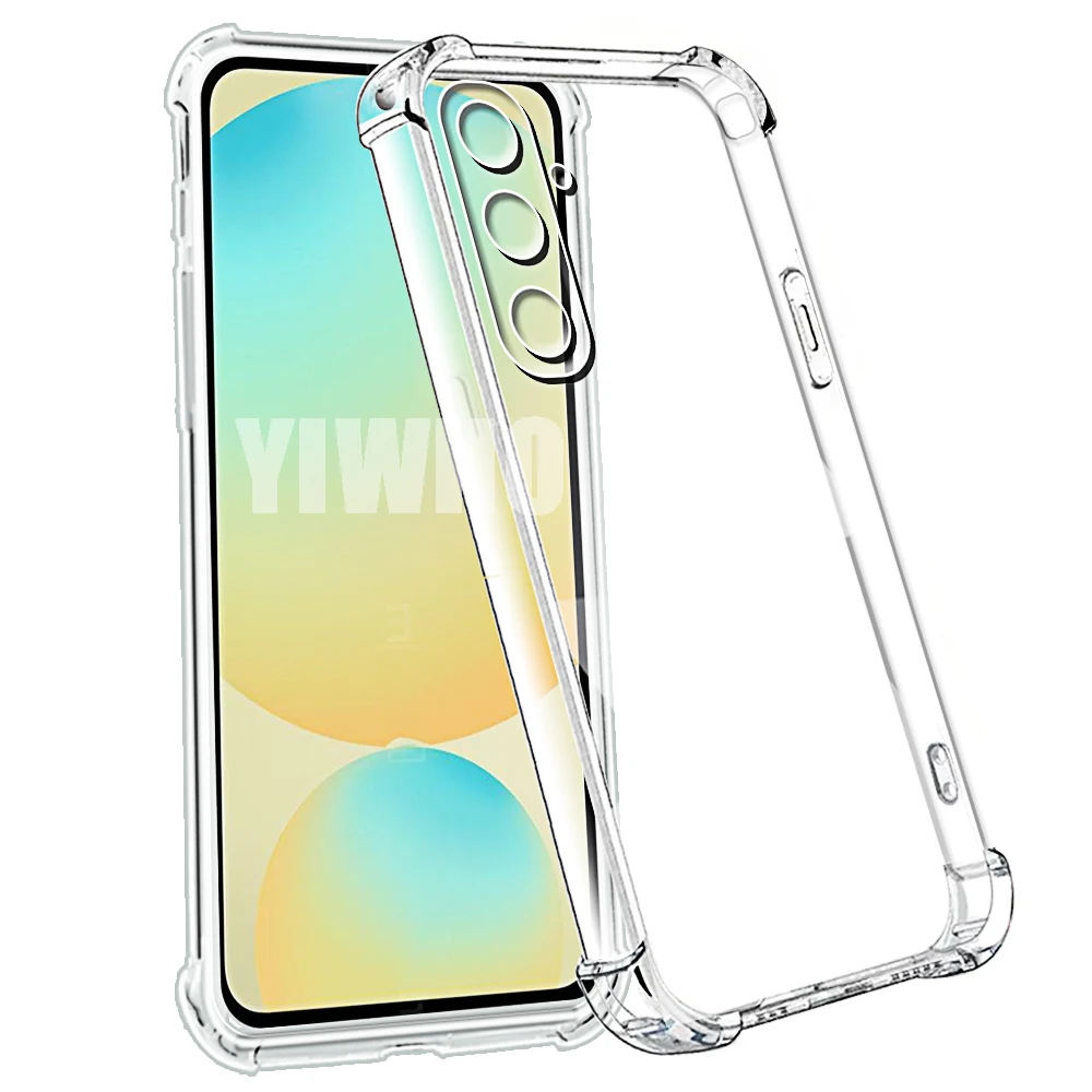 وسادة هوائية شفافة حافظة هاتف لهاتف سامسونج جالاكسي S24 FE S23 S22 S21 S25 Ultra Plus + غطاء خلفي مقاوم للصدمات من البولي يوريثان الحراري الناعم