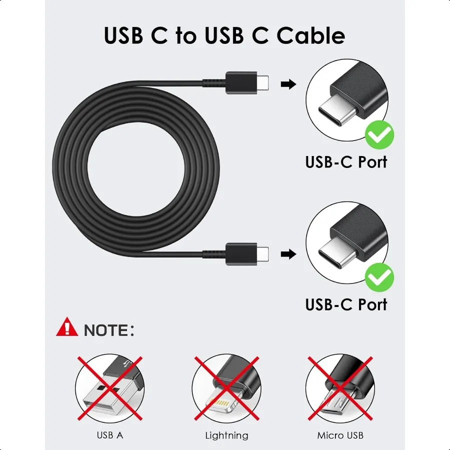 2 حزمة شاحن USB C 25 واط نوع C شحن سريع مع كابل شاحن USB 6FT شاحن هاتف أندرويد لهاتف Galaxy S24 Ultra S23 + S22 S2