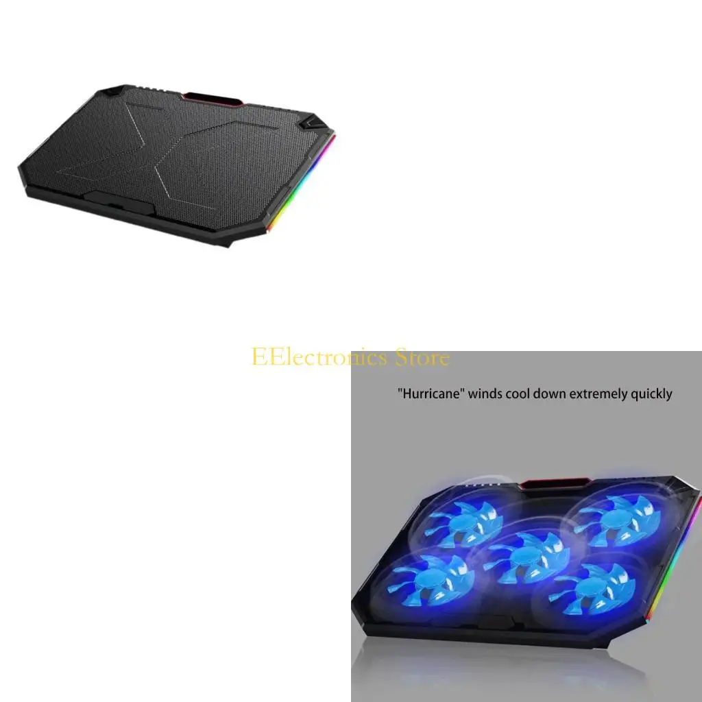 

B03C Notebook Radiator Cooling Bracket Riser RGB Light 2x USB Laptop Cooling Holder