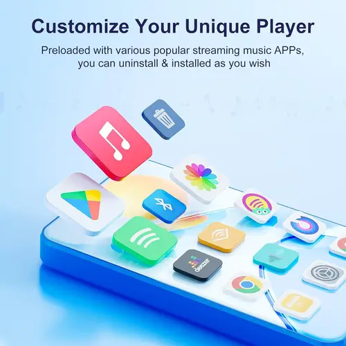 Imagen 2 del producto Reproductor de MP3 de 80 GB (16 GB + 64 GB) con Bluetooth y WiFi, reproductores de MP3 y MP4 Android con pantalla táctil y altavoz de 4"", Spotify de 2000 mAh