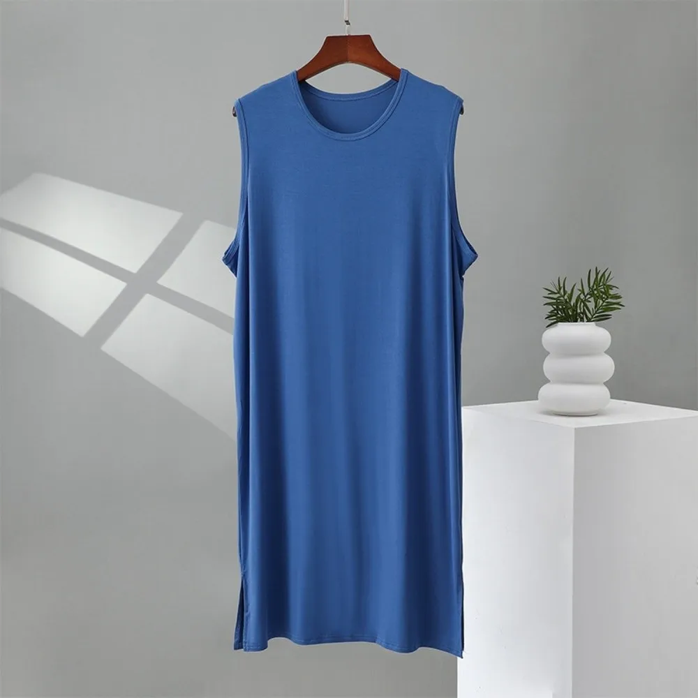 Multi-functional Knee-Length Men's Sleeping Dress Elastic Plus Size Modal Pajamas Soft Oversized Night-robe Home Clothing