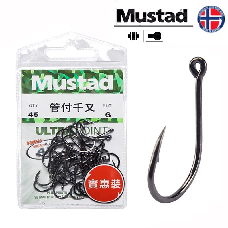 Mustad Fishing Hooks 10104SP-BN Strength Stream Seapole High Carbon Steel Barbed Hook With Ring Pesca Fishhooks HOT