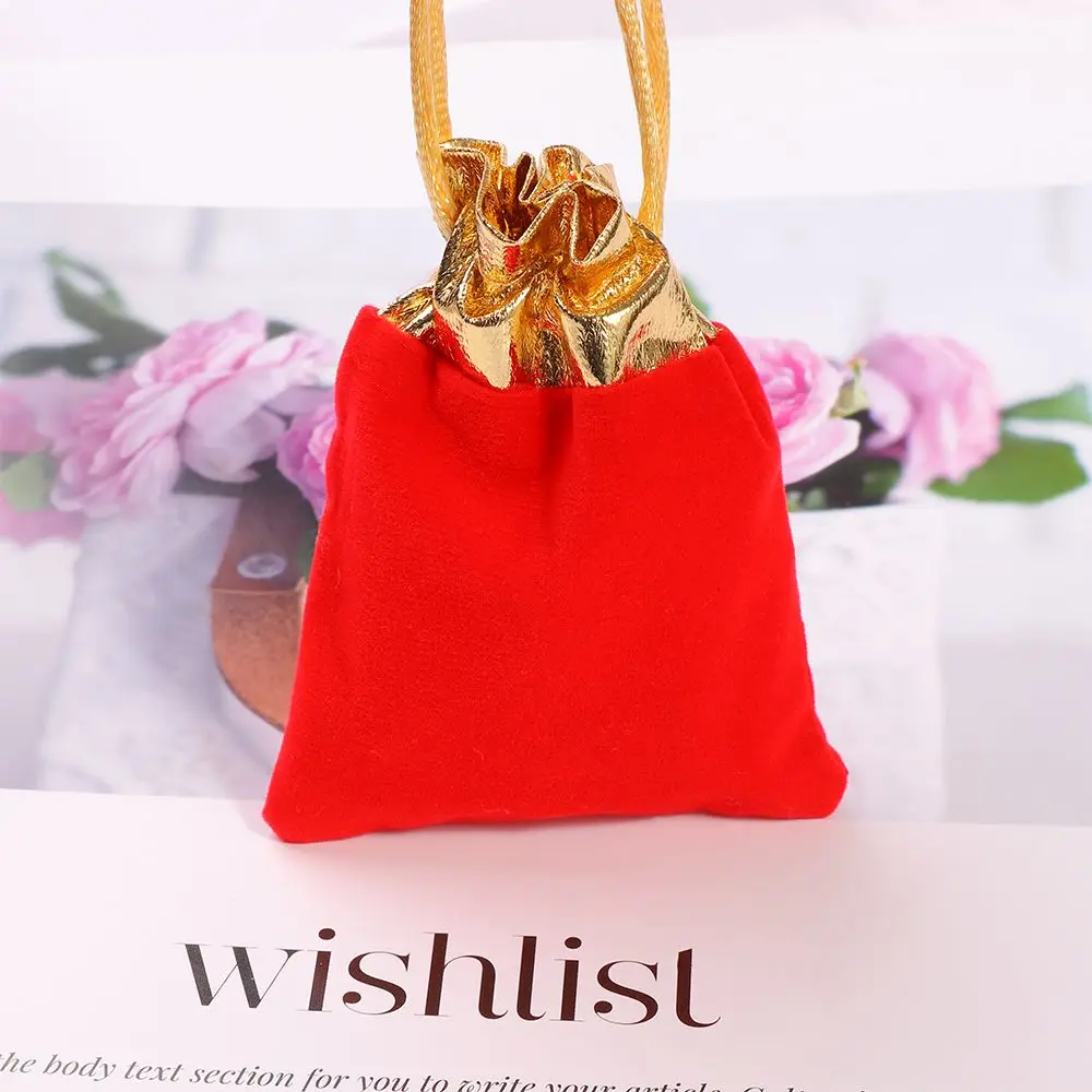 12Pcs Gift Bag Wrapping Pack Drawstring Pouch Red Velvet Wedding Favor Jewellery Bag