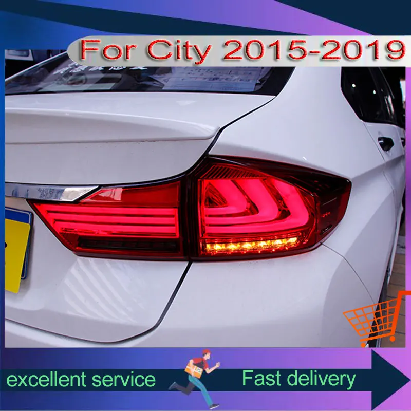 

Задние фонари для Honda City 2015-2019, новые задние фонари в сборе, модифицированные задние фонари заднего хода, тормозной сигнал поворота, автомобильные фонари