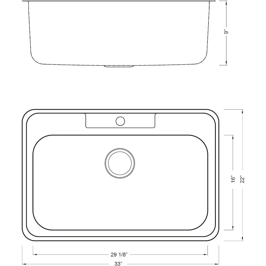 حوض مطبخ فردي من الفولاذ المقاوم للصدأ مقاس 33 × 22 × 9 بوصة مع مصفاة وأطباق من السيليكون - 18 جرام