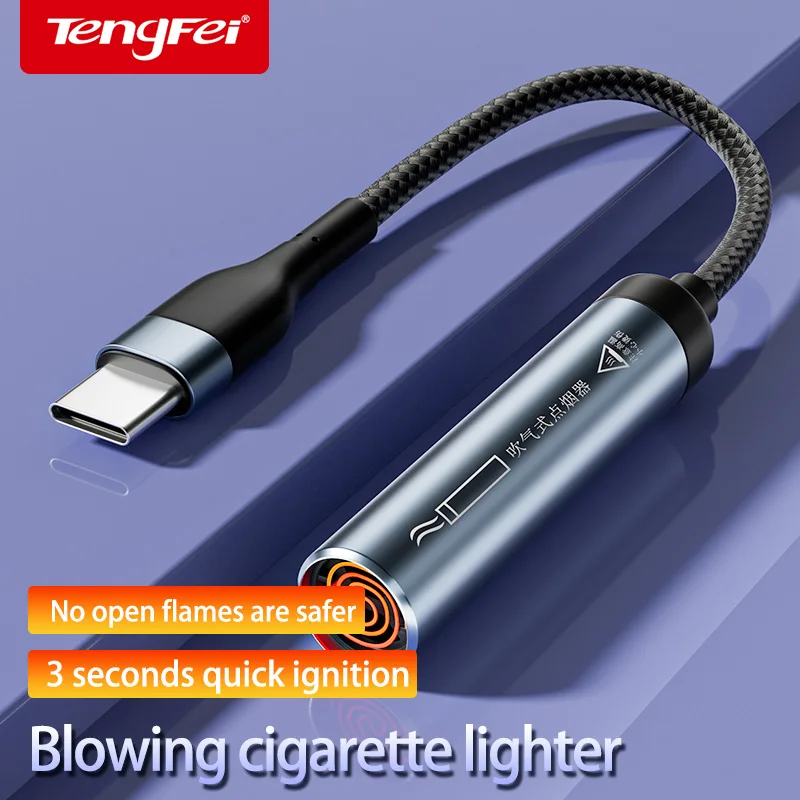 Mini Mobile Phone Cigarette Lighter Type-C Low-Energy New Windproof Lighter Tc Connector Portable Lighter for Home and Travel Bl