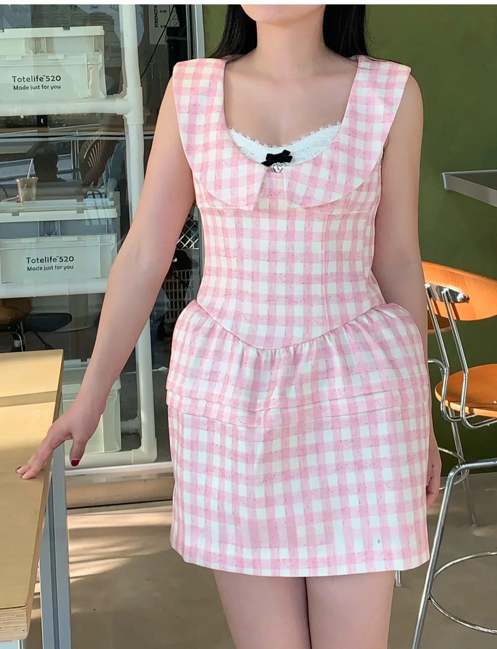 

Sweet Doll White Day Bear Tulip Bud uuton Dr Svel U-ne Vest Dr Fre Sle High Waist A-line ort Skirt