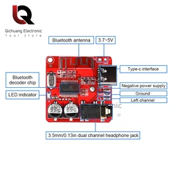 3WBluetooth Audio Receiver Board Bluetooth 5.1 MP3 Lossless Decoder Micro USB 3.5mm Audio Output Type-C Amplifier Module