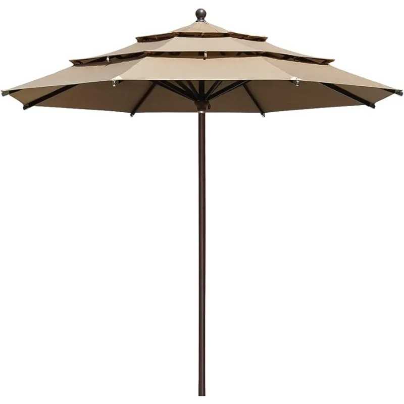 EliteShade USA 10-Year-Non-Fading Sunumbrella 11Ft 3 Tiers Market Umbrella Patio Outdoor Cylinder Auto Push-up Table Umbrella