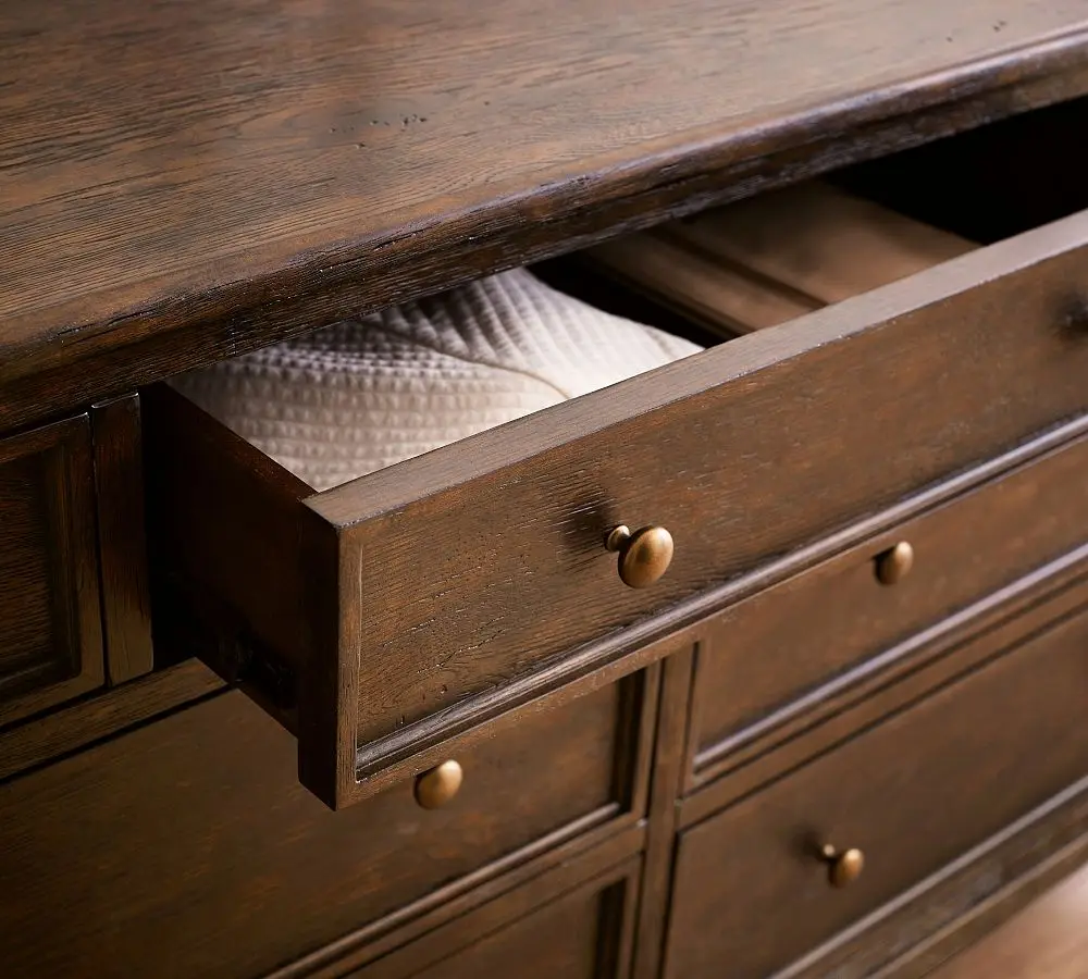 bedroom antique KD furniture vintage natural wood corridor chest Augusta 7-Drawer Dresser