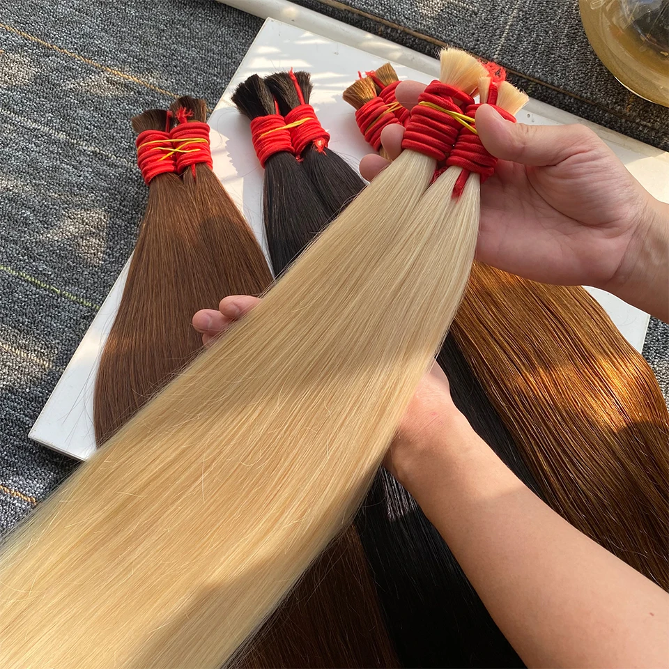 100% Echt Maagdelijk Menselijk Haar Bulk Extension 1b 613 Blond Haar Bulk 10A Weven Voor Vlechten Onverwerkte Geen Inslag Steil Haar