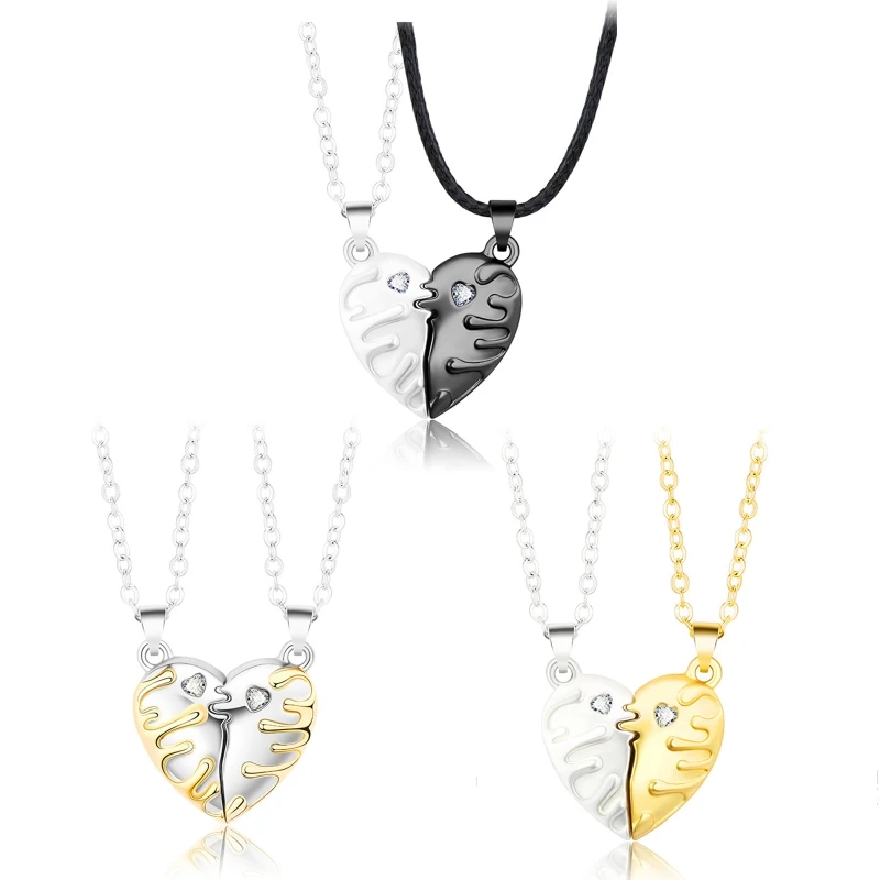 2xMelting Snow Heart Necklace Foever Pendant Magnet Jewelry for Women Men Couple N58F