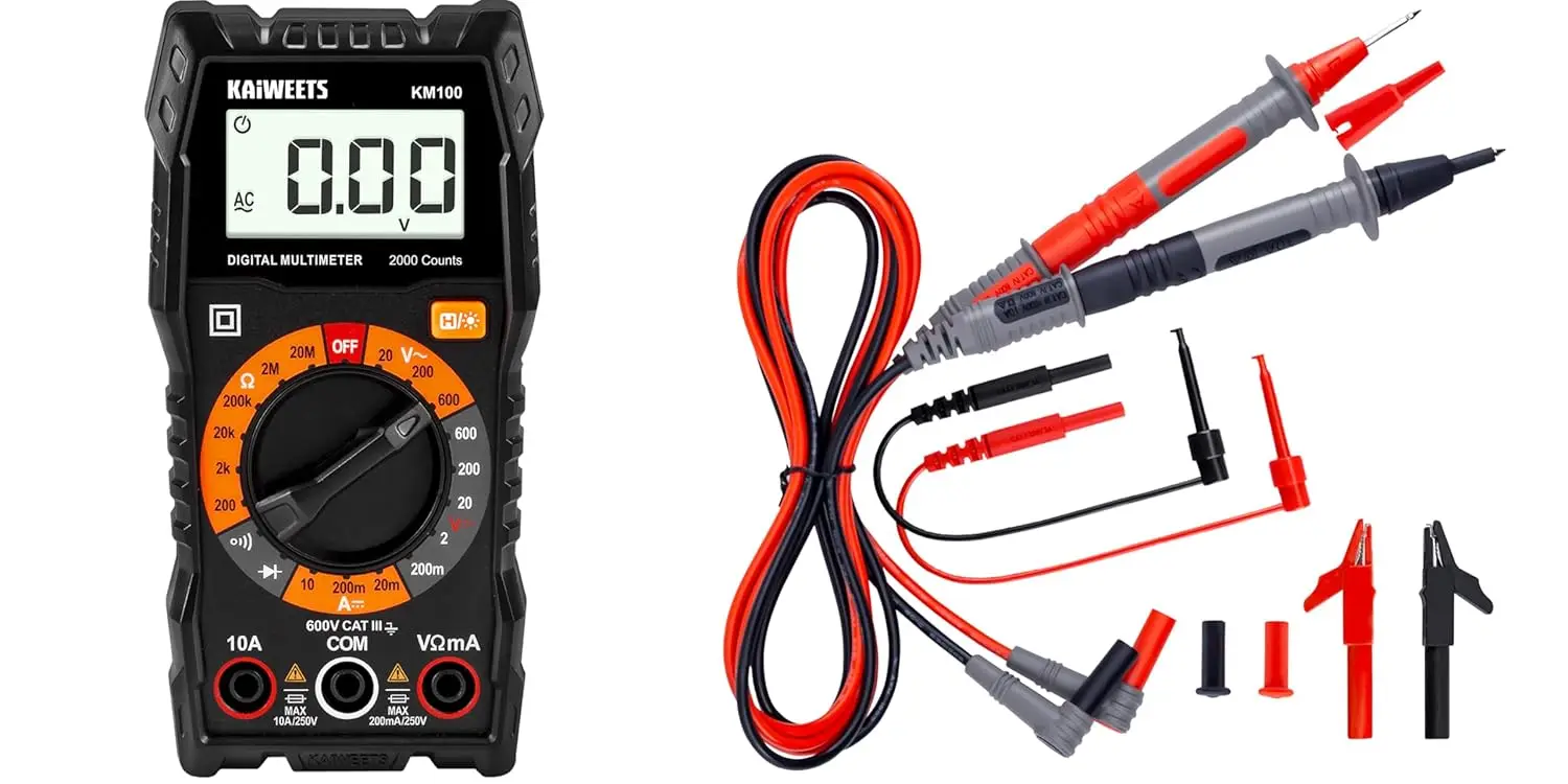 

Цифровой мультиметр KM100 с футляром и комплектом измерительных проводов для электрика KET01 из мягкого силикона