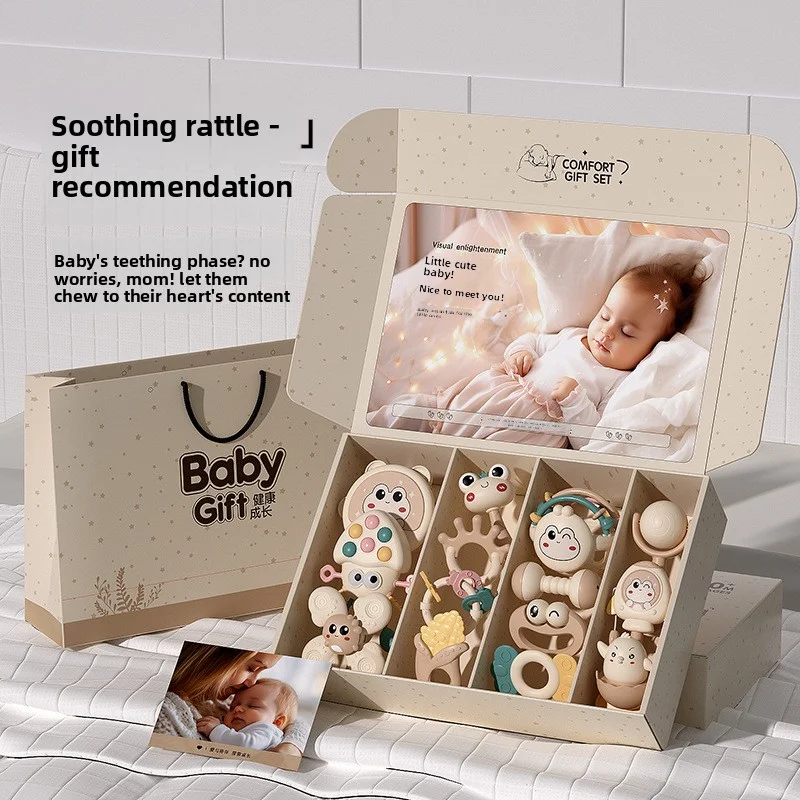 Baby Rattles Handheld Toys, Newborn Baby Shower Gift & Welcome Present, Soothing Rattles for Infants