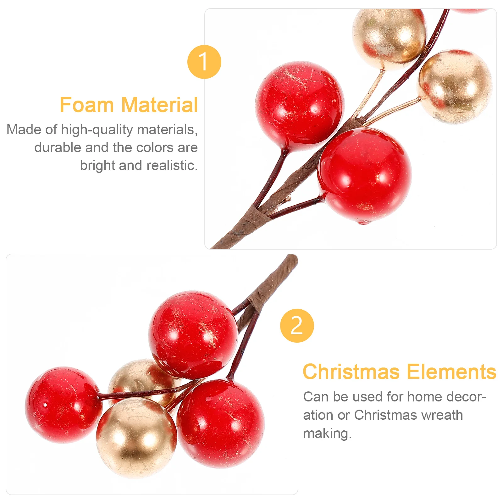 

30Pcs Simulated Berry Branches Artificial Berry Stems for Christmas Tree Decoration Xmas Garland Festive Home Decor