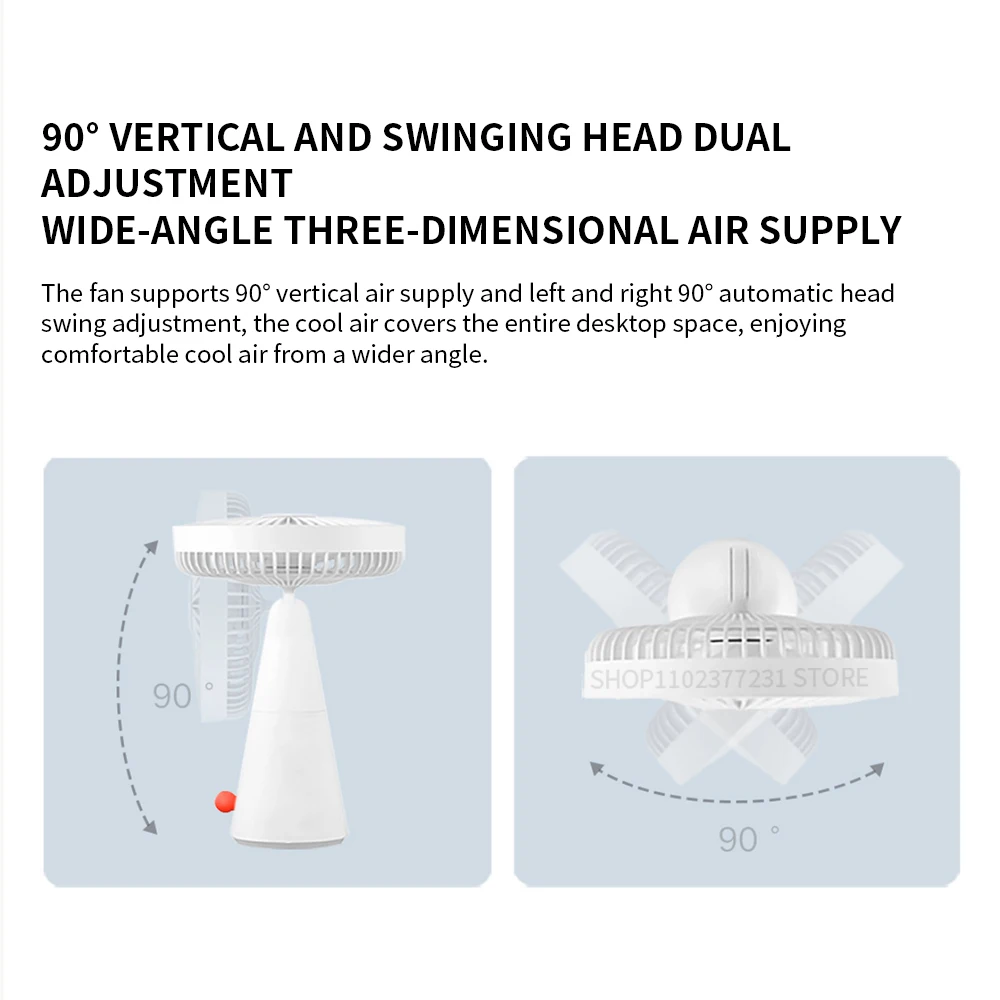 MIJIA Portable Desk Fan USB Rechargeable Handheld Mini Electric Fans Cordless Air Cooling Small Fan 4 Gears Speed ChineseVersion image 5
