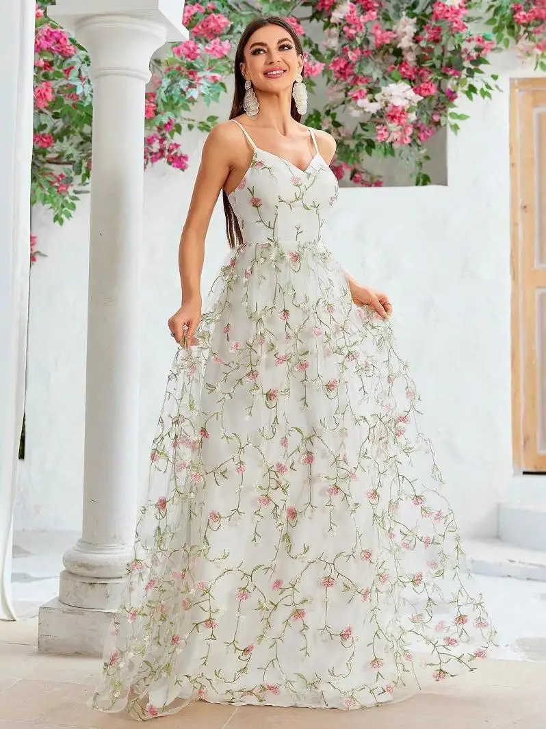 Sweet Embroidered Dr Me Evening Gown for Women Faionable Mid-Waist Silk Fabric Par Dr Chinese Sle Stand Collar