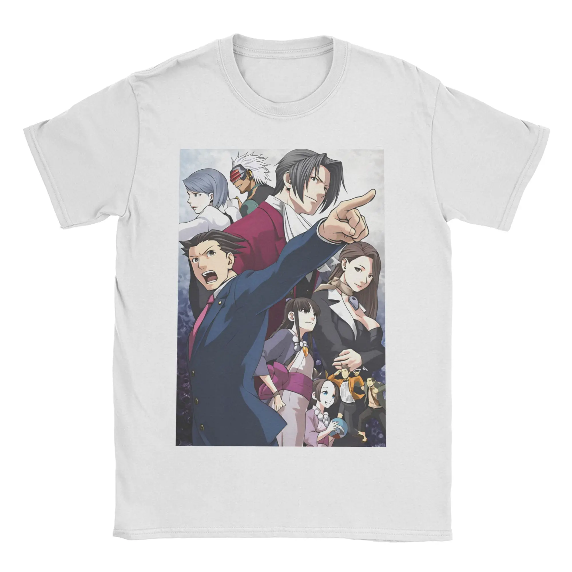 Ace Attorney Video Game Phoenix Wright T-Shirts for Men Women  Vintage Pure Cotton Tee Shirt O Neck Short Sleeve T Shirts Tops