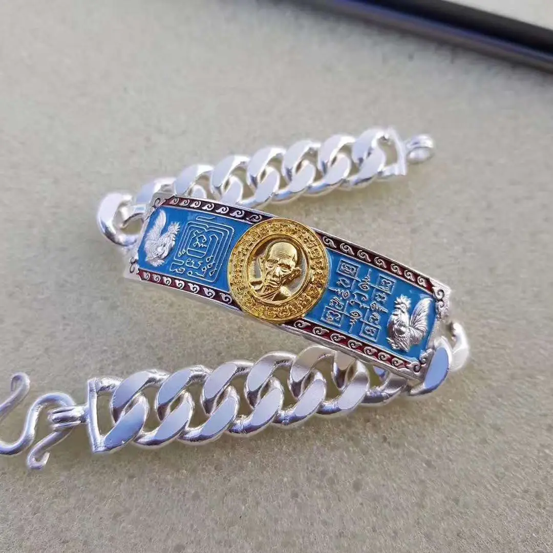 YS تاي فو يوان التايلاندية الحرف اليدوية سوار 2558 الأزرق أسفل تاي وو Ge معبد متصدع رئيس الذهب #2