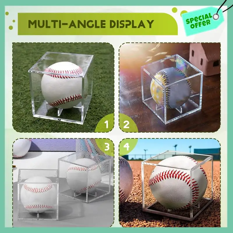 

Sturdy 6Pcs Baseball Display Case,UV Protected Acrylic Display Box,Clear Display Case Memorabilia Autograph Ball Showcase