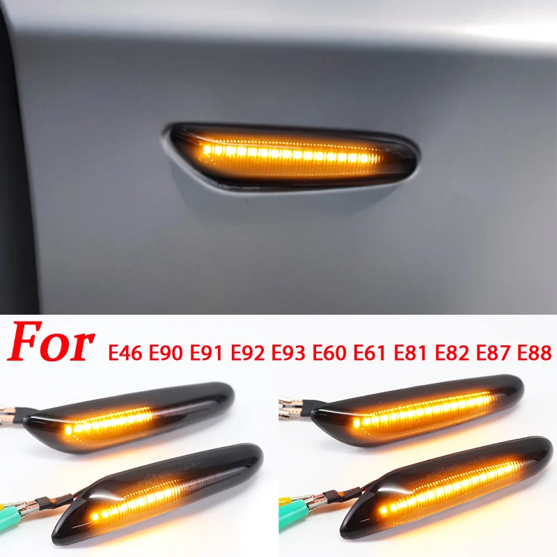 

LED Side Marker Mirror Indicator Lamp Flowing Water Turn Signal Light Amber For BMW E90 E91 E92 E93 E60 E87 E82 E61 E46