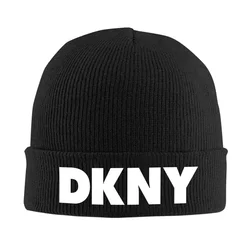 DKNY LOGO Knitted Bonnet Caps 100% Acrylic Fashion Keep Warm Hats