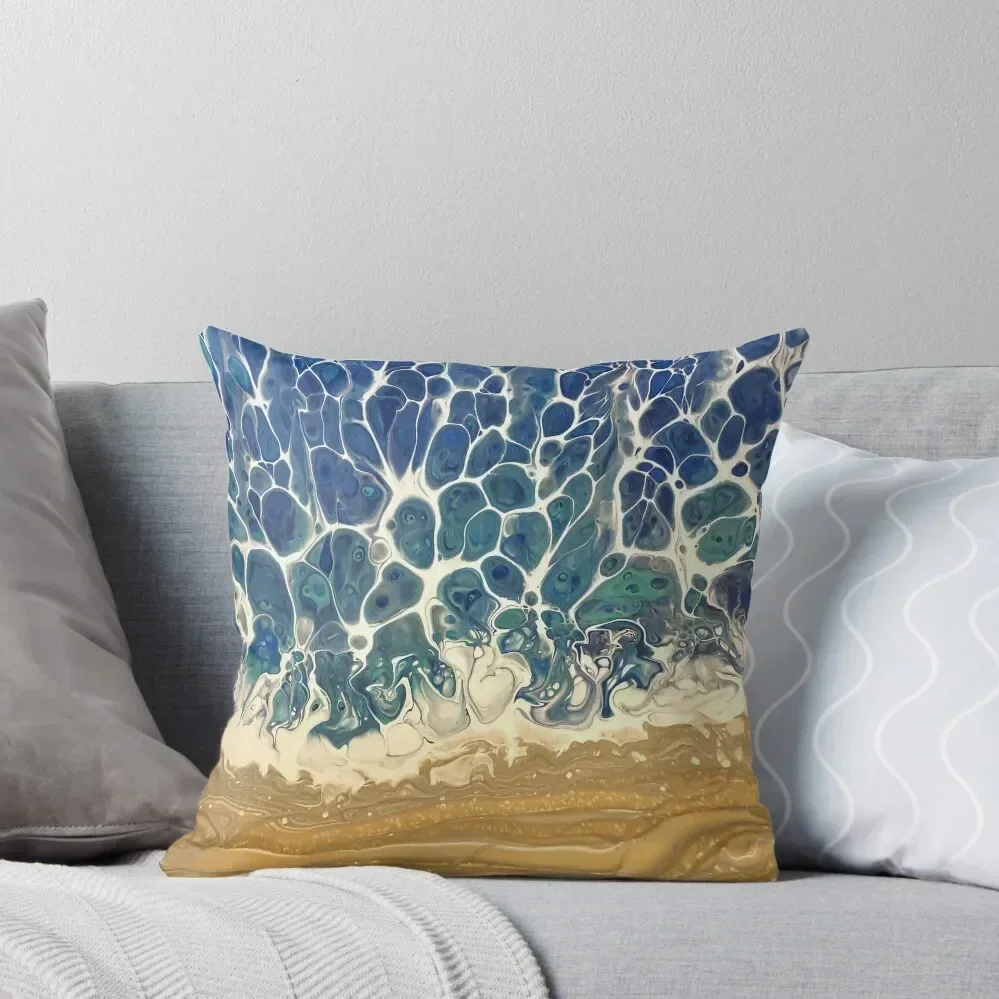 

Ocean Beach Acrylic Paint Pouring Art Throw Pillow home decor items Couch Pillows New year pillow