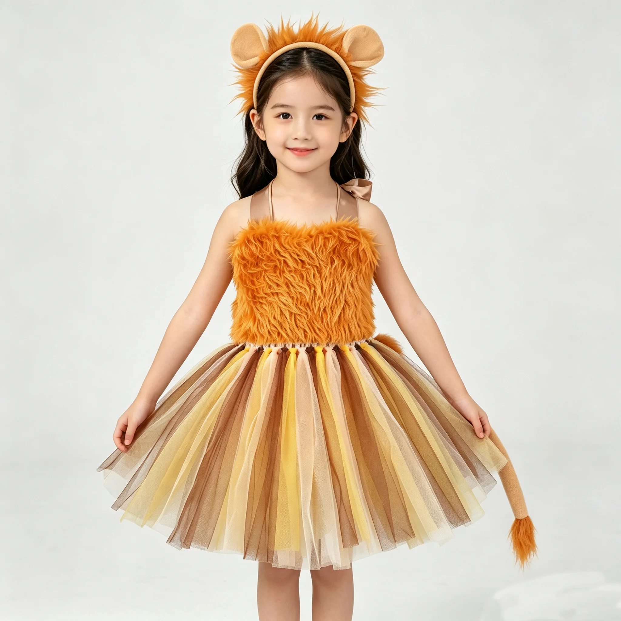 Lion Cartoon Girls Halloween Costume Girls Princess Costumes Kids Christmas Halloween Birthday Outfits Fancy Tutu Dress