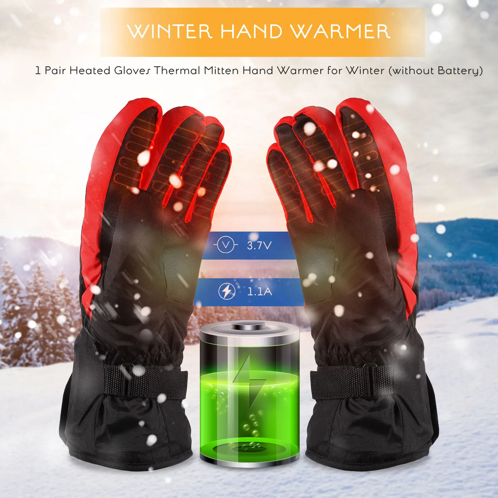 

1 пара перчаток с подогревом и нагревательными элементами по всей поверхности пальцев, теплые термоперчатки для езды в холодную погоду, треккинга, спорта, ветрозащитные перчатки для защиты рук