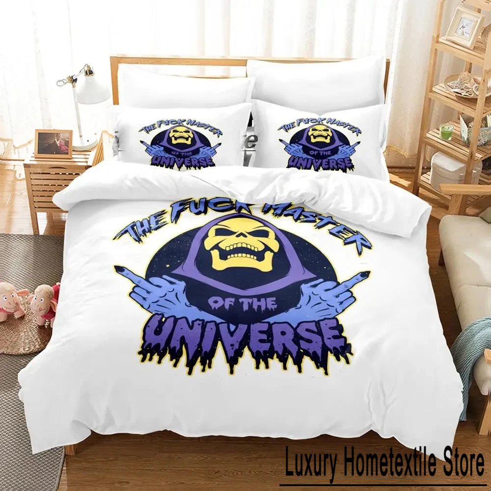 2024 Skull Skeletor Bedding Set Single Twin Full Queen King Size Aldult Duvetcover Sets for Boys Bedroom Anime Bed Sheet Set New