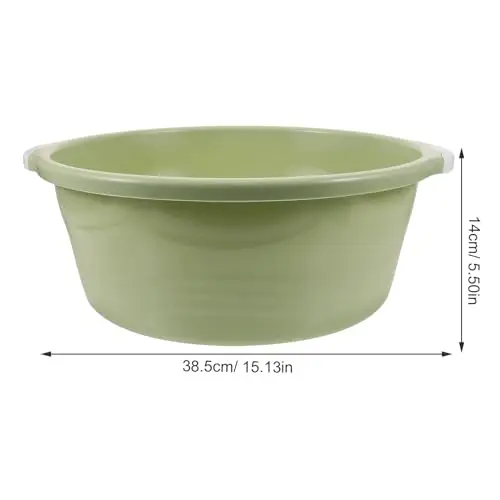 

2-Pack 15.13 Inch Thickened Green Plastic Basin For Face, Foot Soak, Laundry, Kitchen And Bathroom Use