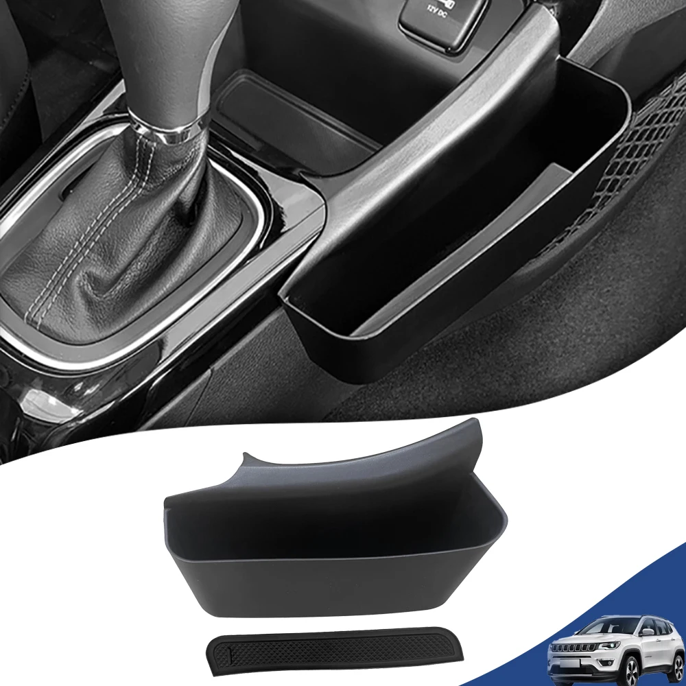 Car Gear Shift Storage Box Organizer Tray Phone Container Stowing Tidying for Jeep Compass 2017-2022 Auto Interior Accessories