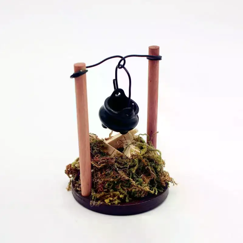 DIY Puppenhaus Spielzeug Miniatur Outdoor Garten Szene Lightable Hängen Herd Feuer Haufen Modell Küche Brennholz Haufen Kinder Pretend Spielzeug