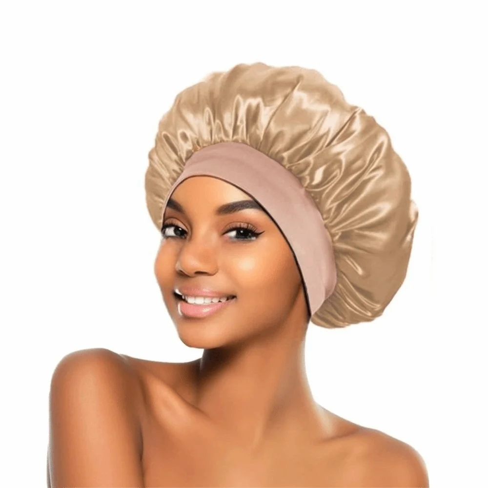 Fashion Silk Women's Bonnet Elastic Band Cap Sleep Bonnets Nightcap Hair Care