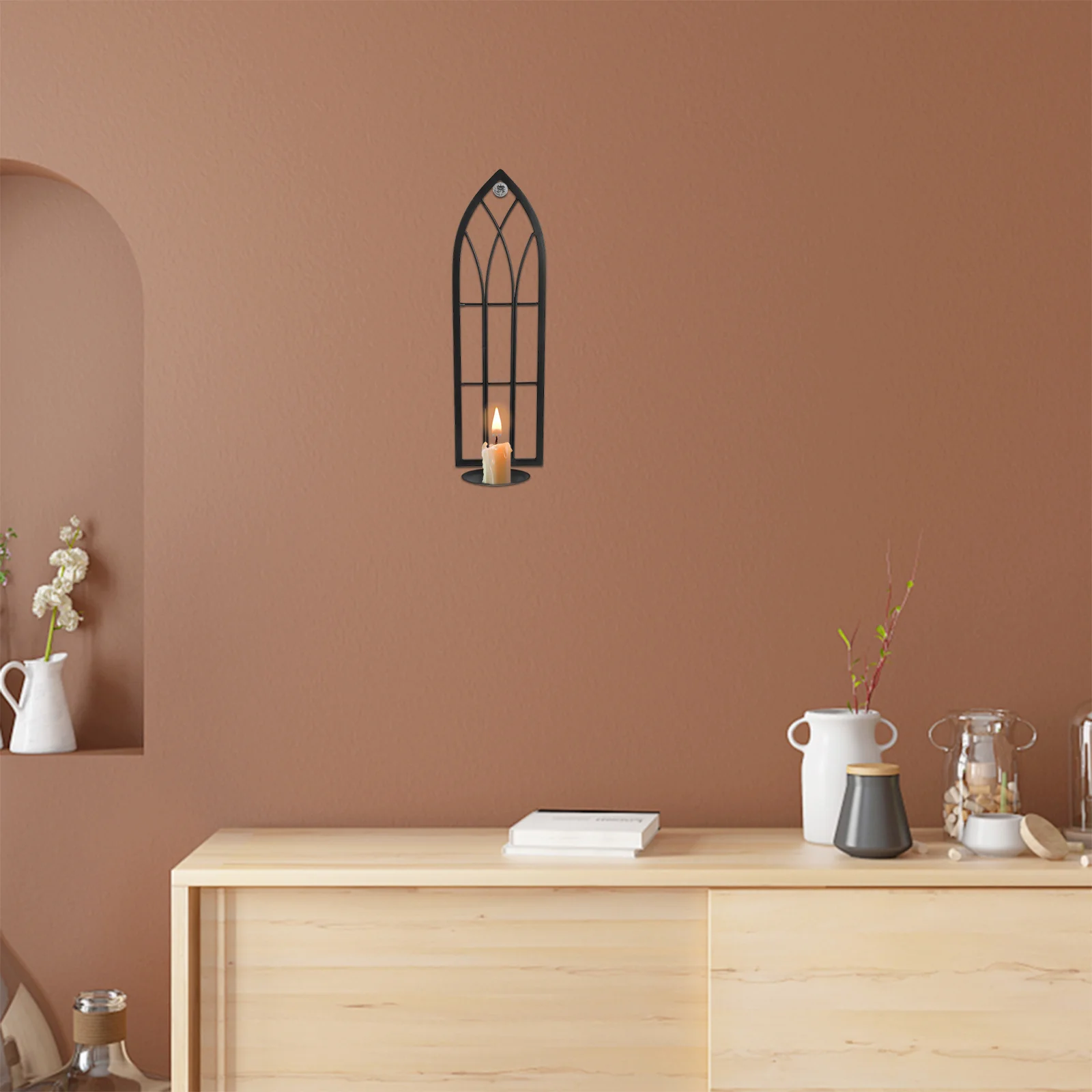

Home Decor Wall Hanging Holder Stand Simple Candlestick Holders for Black