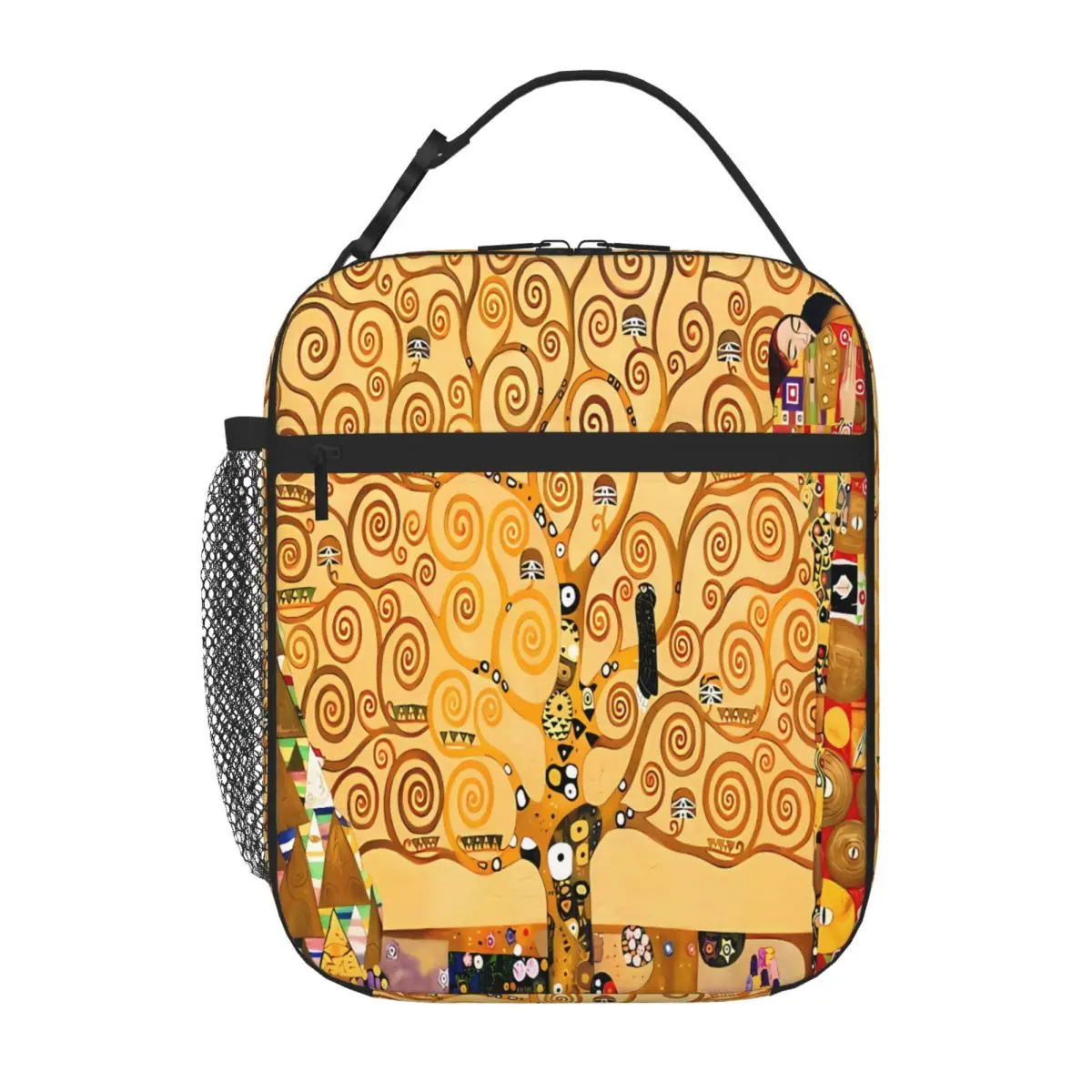 Bestselling Gustav Klimt - Tree Of Life Ruffled Food Tote Bag Urban Commute Travel Lunch Bag