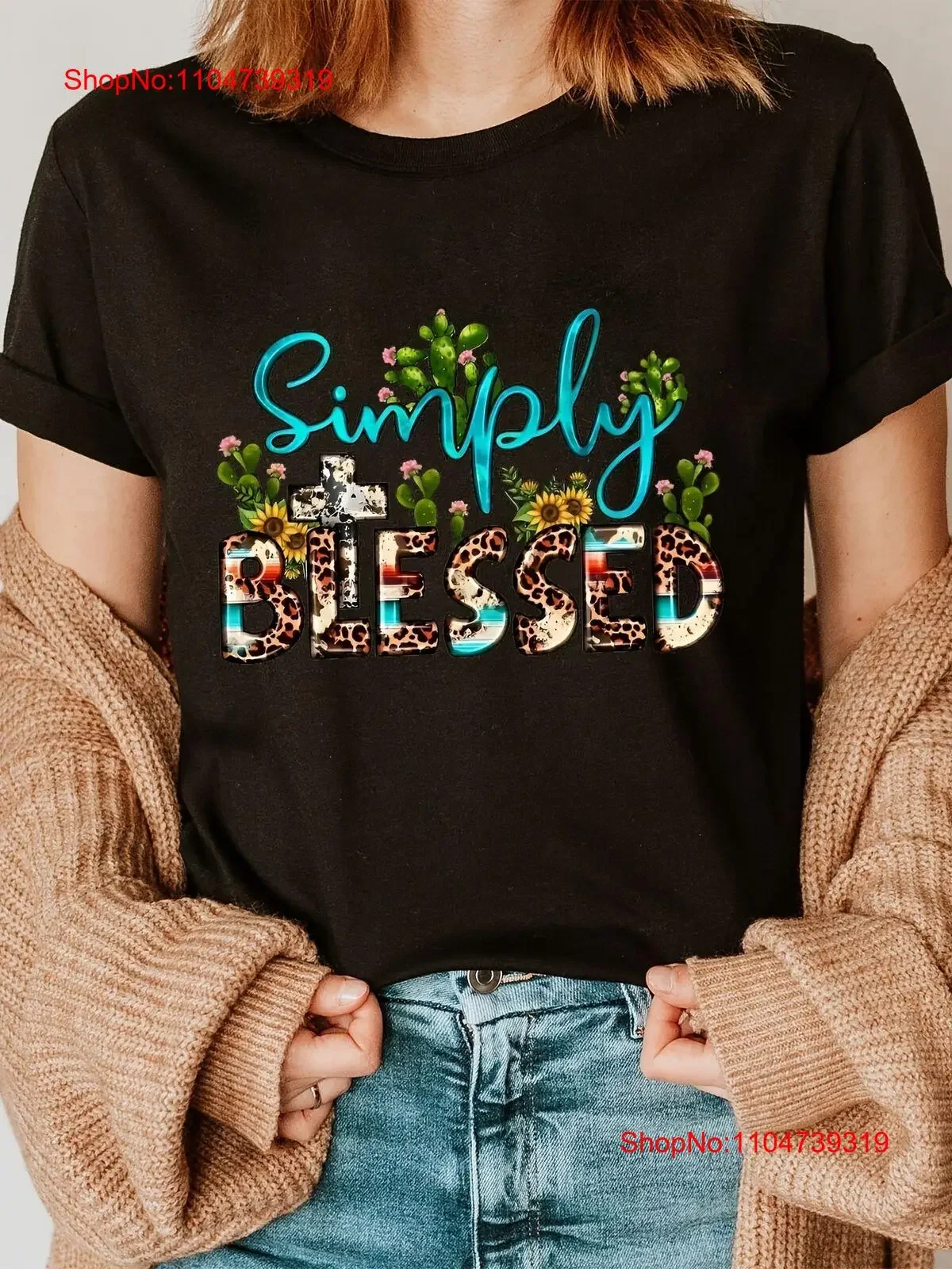 

Футболка с круглым вырезом и принтом Blessed, повседневная женская одежда, винтажная стираная графическая слегка дизайнерская одежда, домашняя мягкая уличная одежда