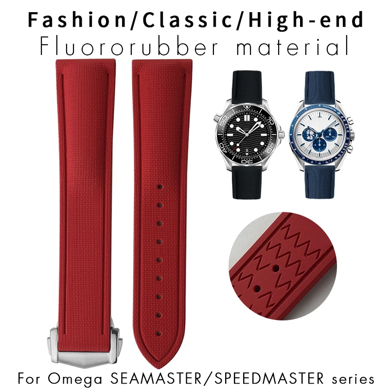 20mm 21mm 22mm Tropic Fluororubber Quick Release Rubber Watch Strap for Omega Seiko Breitling Longines Colored Watchband