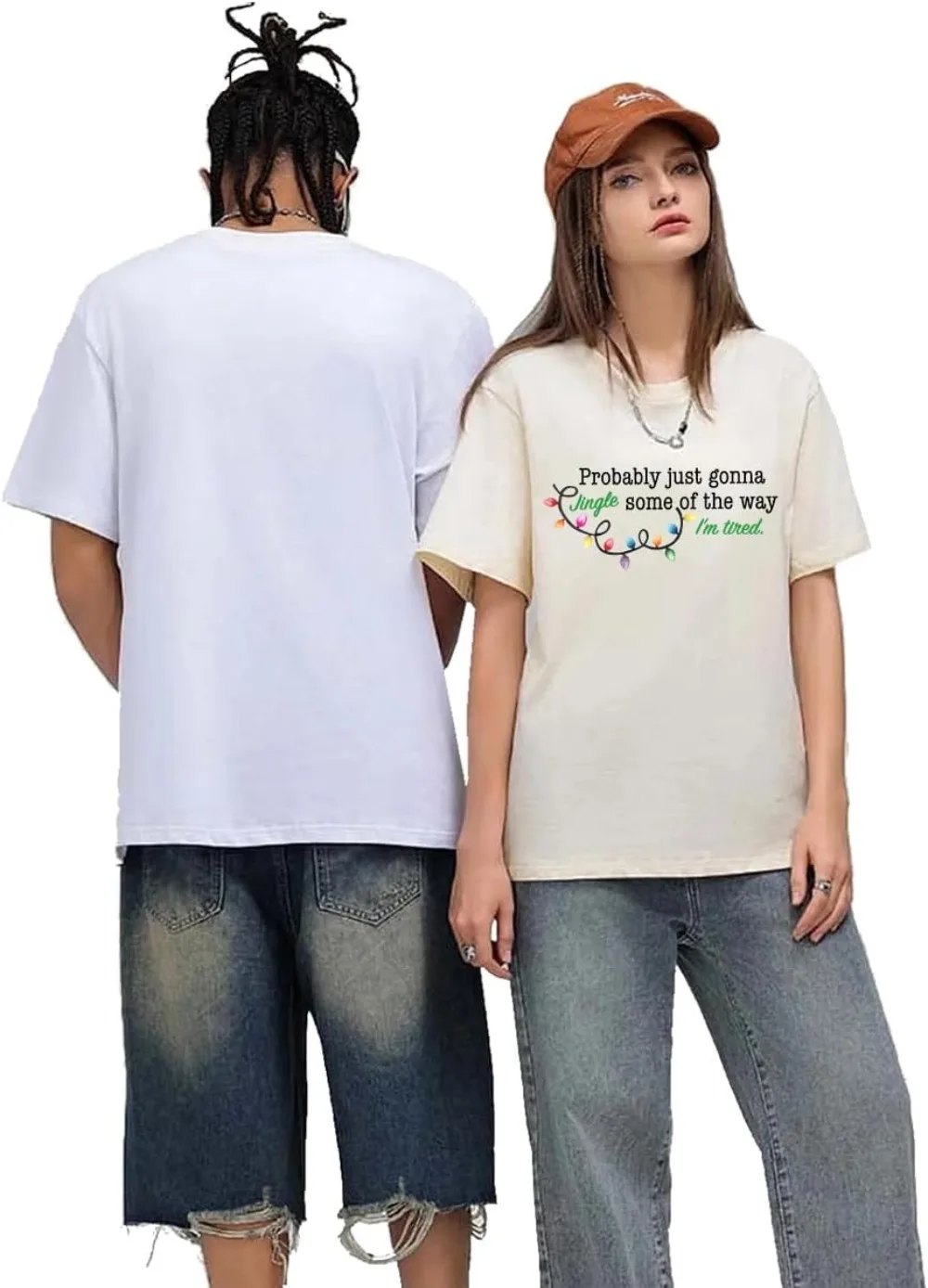 قمصان عيد الميلاد المضحكة ربما تذهب فقط إلى جينجل بعض الطريق تي شيرت، جلجل بعض الطريق الخامس الرقبة تيز