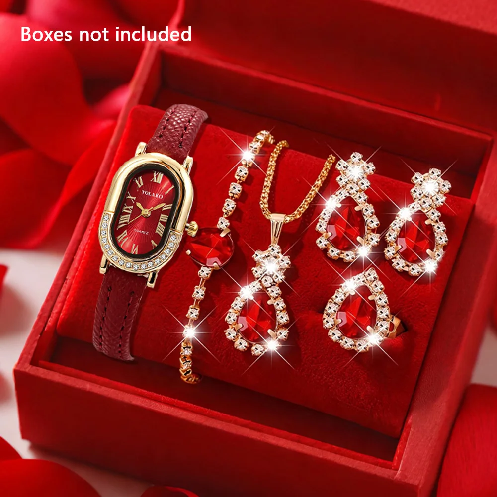 6Pcs Ladies' Elegant Fashion Watch Set, Ideal Gift for Birthday, Anniversary, Graduation, Party & Valentine's Day.