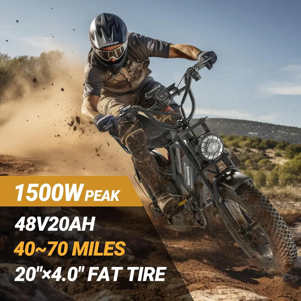 Electric Ebike Full Suspension  for 1500w Motor 31MPH Top Speed 40-70 Miles Range 48V 960Wh Removable image 3
