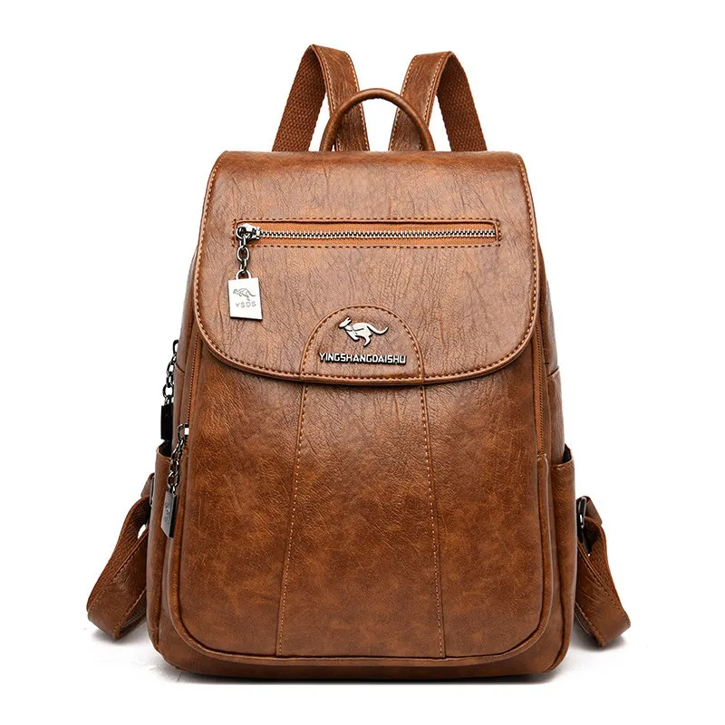 Hot Sell Women Soft Leather Backpacks Vintage Female Shoulder Bags Sac a Dos Casual Travel Ladies Bagpack Mochilas School Bags