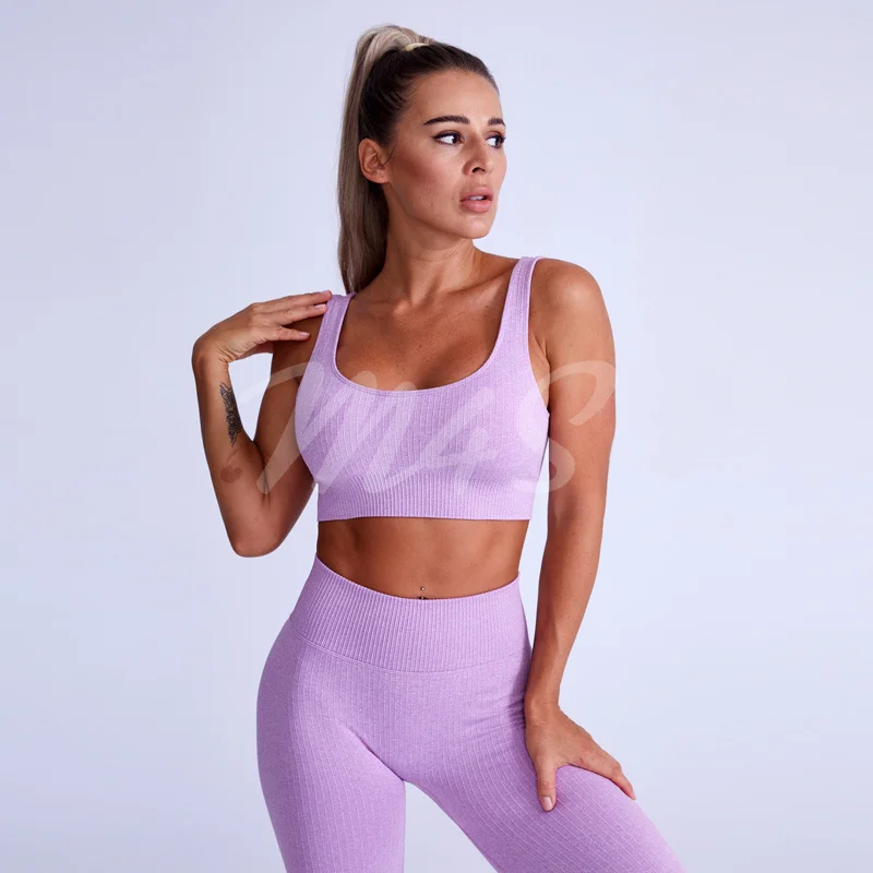 

BS Ribbed Yoga Set Tracksuit Seamless Sportswear Ensemble Female 2 Pieces Women Gym Clothes Gym Workout Fitness Suit Top Legging