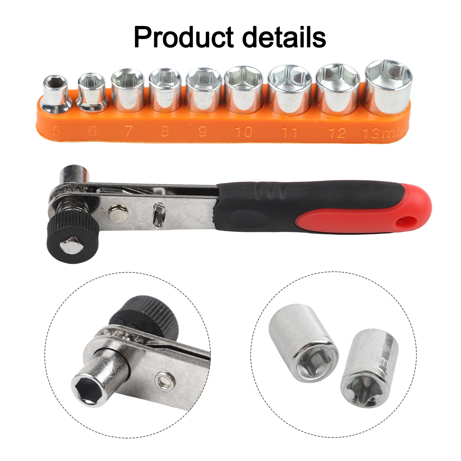 Metal Ratchet Wrench Adapter Set with 14 Sockets and 24 Inch Small Ratchet Socket Wrench for Connect 635mm Sockets and Bits