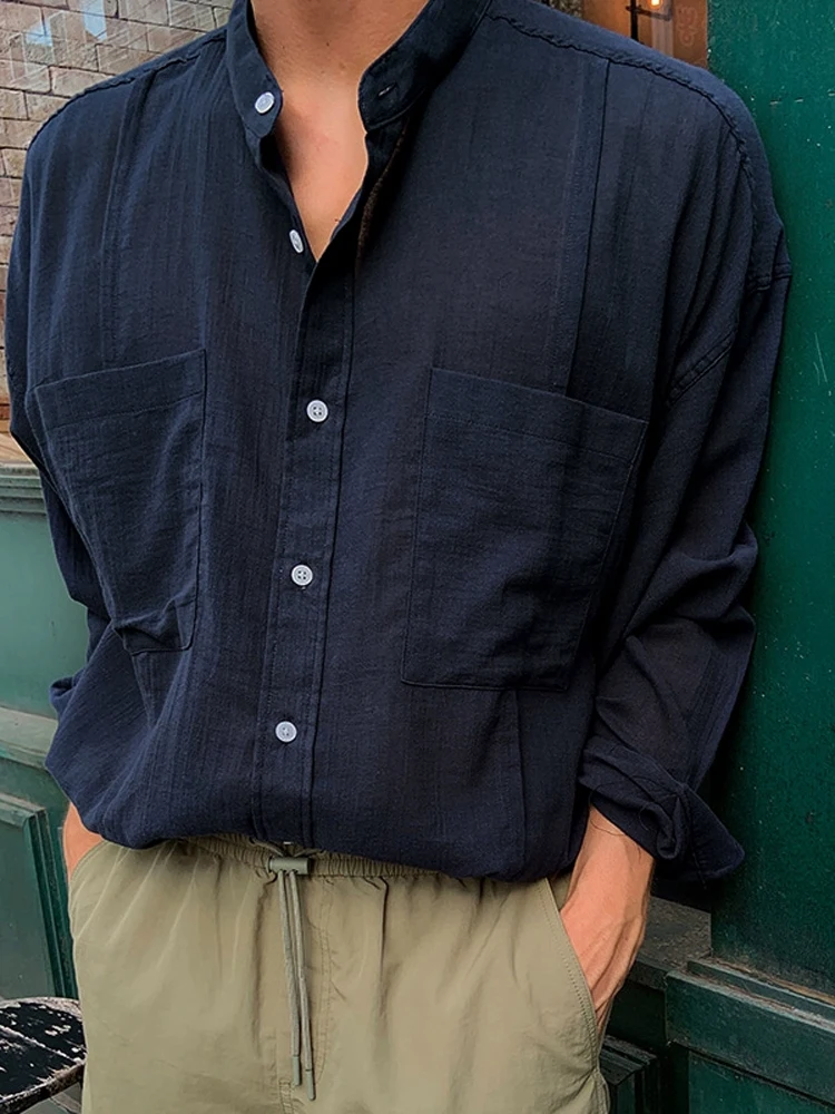 

Белый льняной Long Sve irt для мужчин, летний легкий солнцезащитный свободный крой, модный брендовый повседневный свободный крой, High End irt