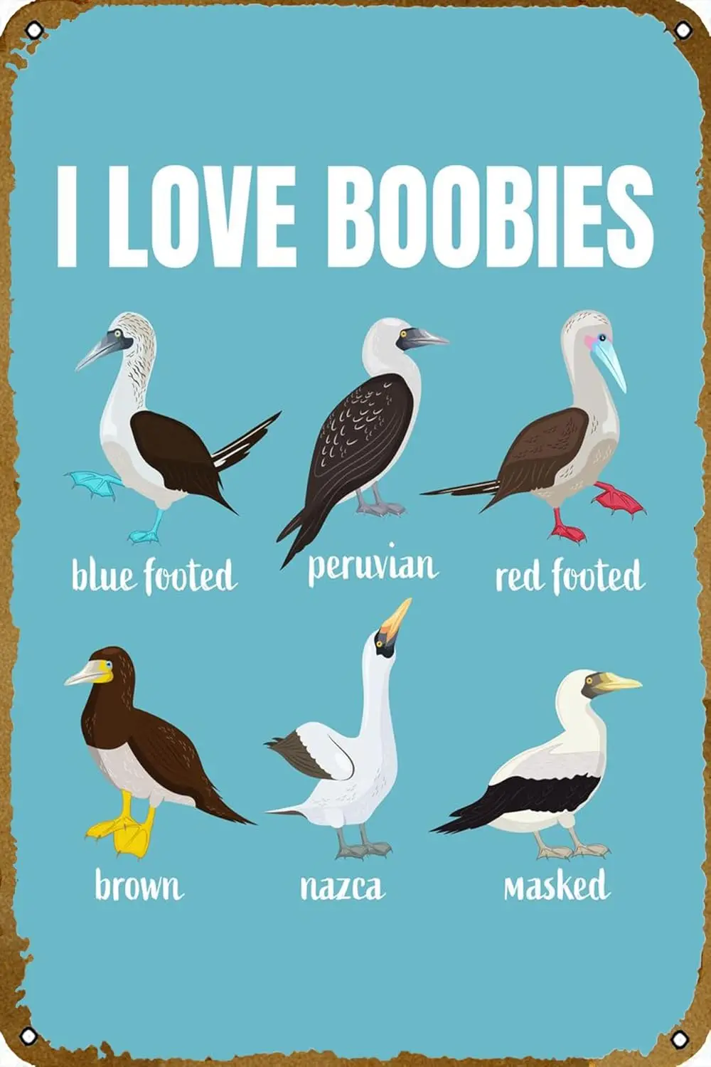 Booby Bids Animal Tin Sign poster Funny Metal Decor Wall Sign for Home Cafes Pubs Club Plaque Tin Sign Wall Decoration