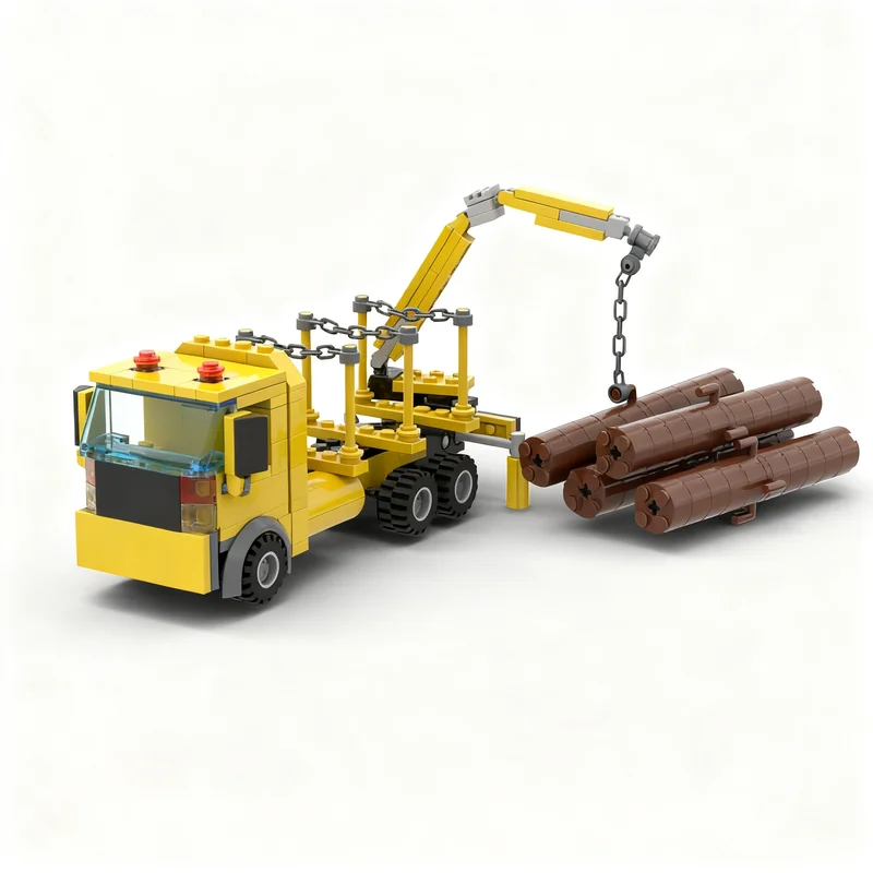 211pcs MOC Logging Truck City Model Building Blocks Architecture DIY Art Birthday Idea Collection 3D Creative Display Education